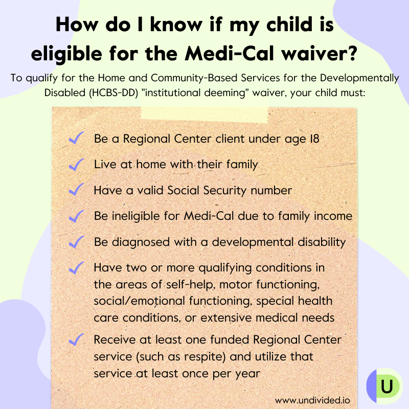 Medi-Cal waiver eligibility infographic