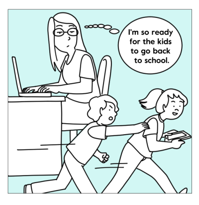 Cartoon about parent of kids with learning disabilities heading back to school