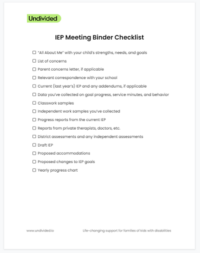 IEP binder checklist