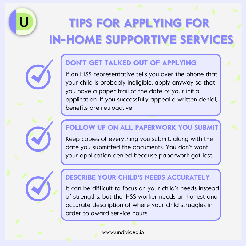 Tips for applying for IHSS infographic