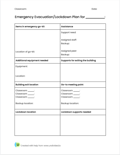 School emergency plan template printable