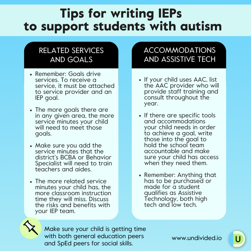 Tips when writing an IEP for autism to support an autistic student at school
