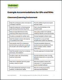 PDF of IEP accommodations