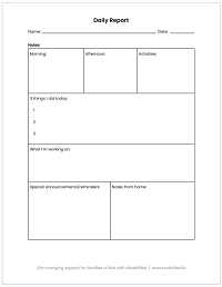 Printable daily school report for teacher