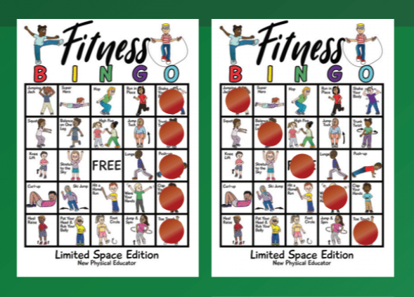 Fitness bingo to play with kids at home