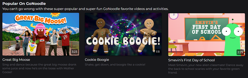 Go Noodle dance videos for kids