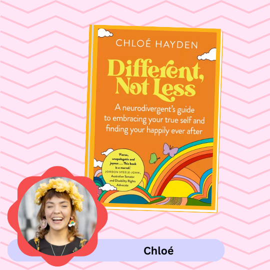 Different, Not Less by Chloe Hayden, a book about autism and ADHD