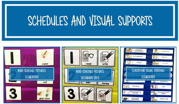 Free printable visual classroom aids from Creatively Adapted